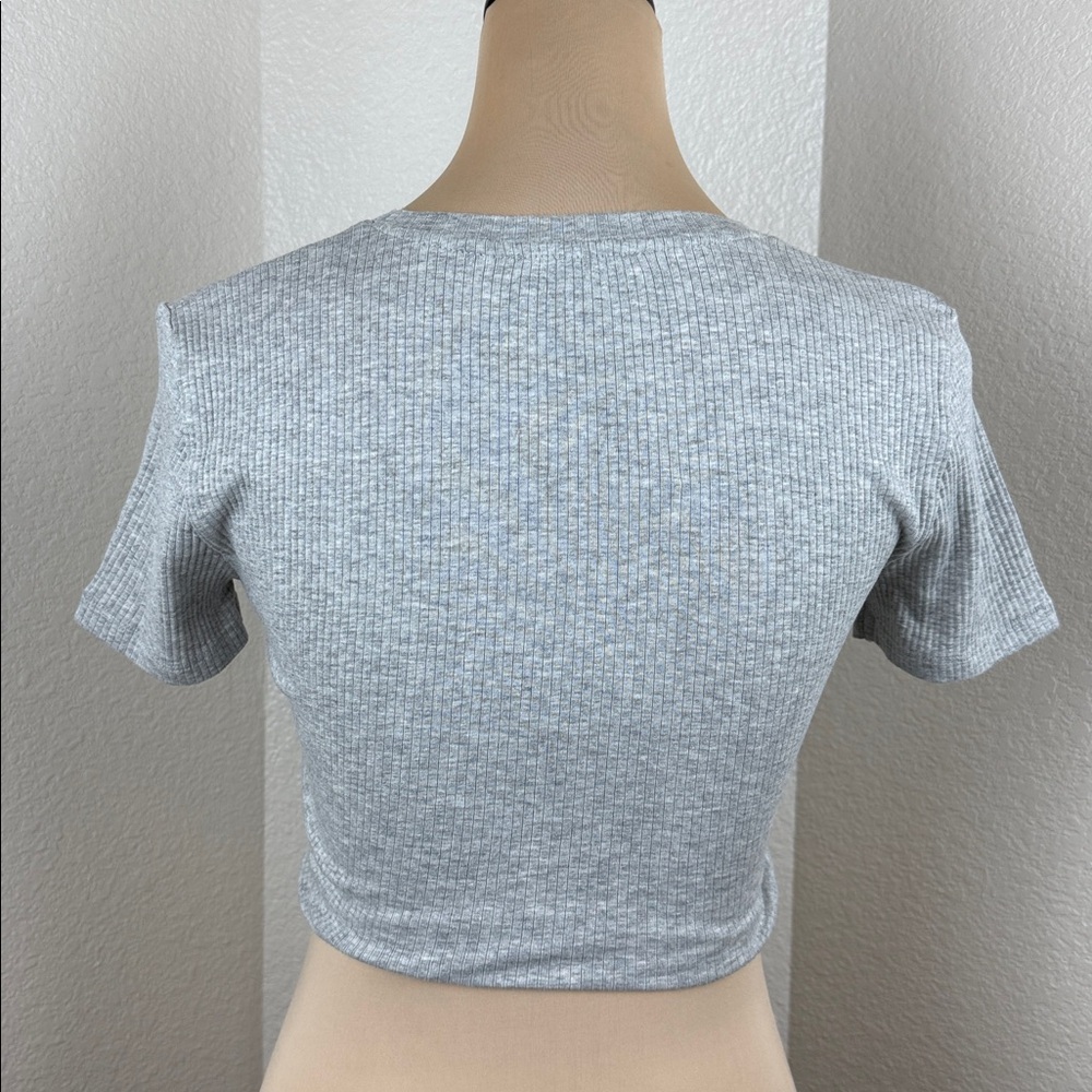 Zara Ribbed Short Sleeve Crop Top Shirt Size Medium - Picture 7 of 8